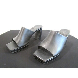 Jeffrey Campbell Black Square Toe Platform Chunky Heel Slide Sandals Women 7.5